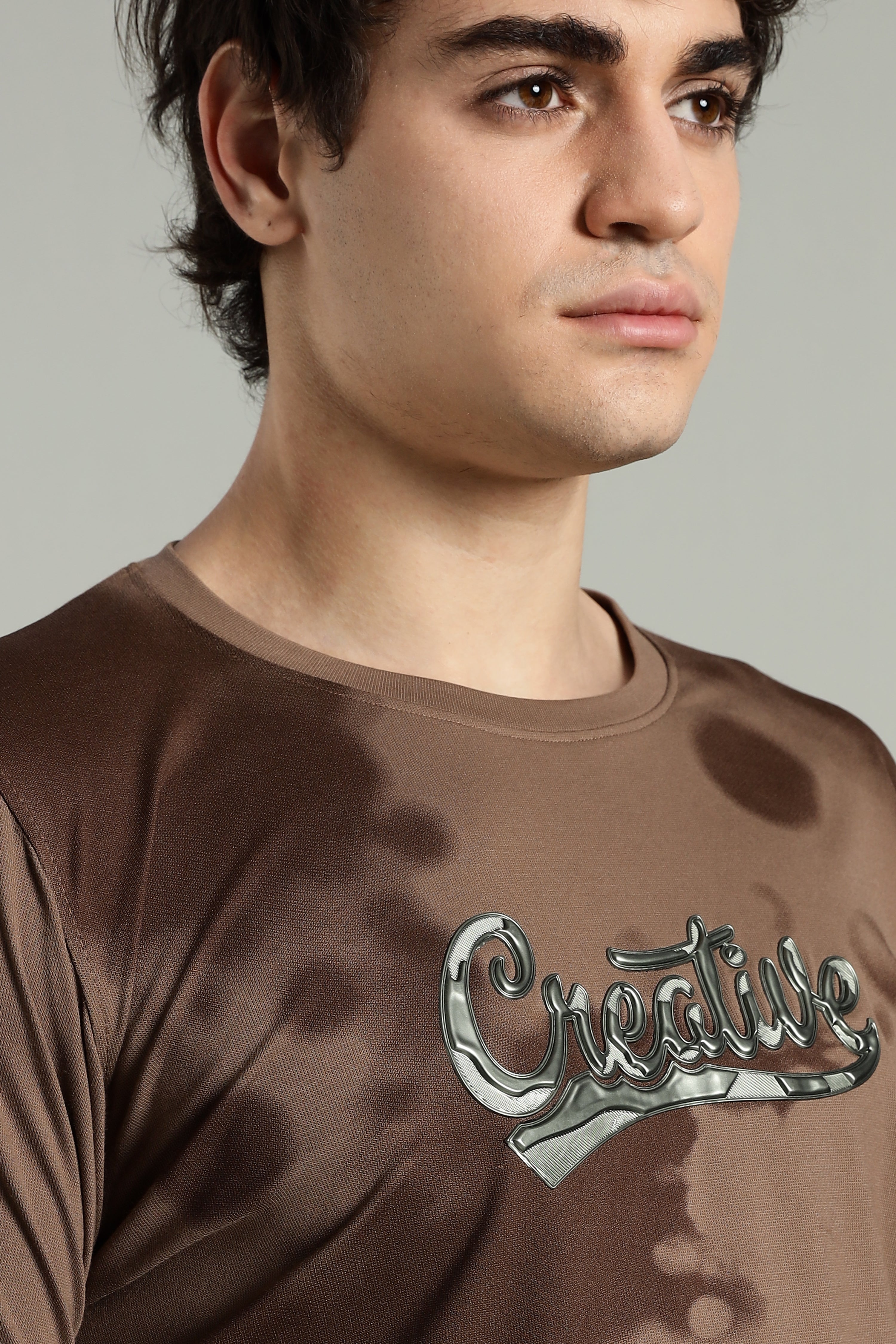 Smoke H/S Creative Metallic Print Partywear T-Shirt for Men