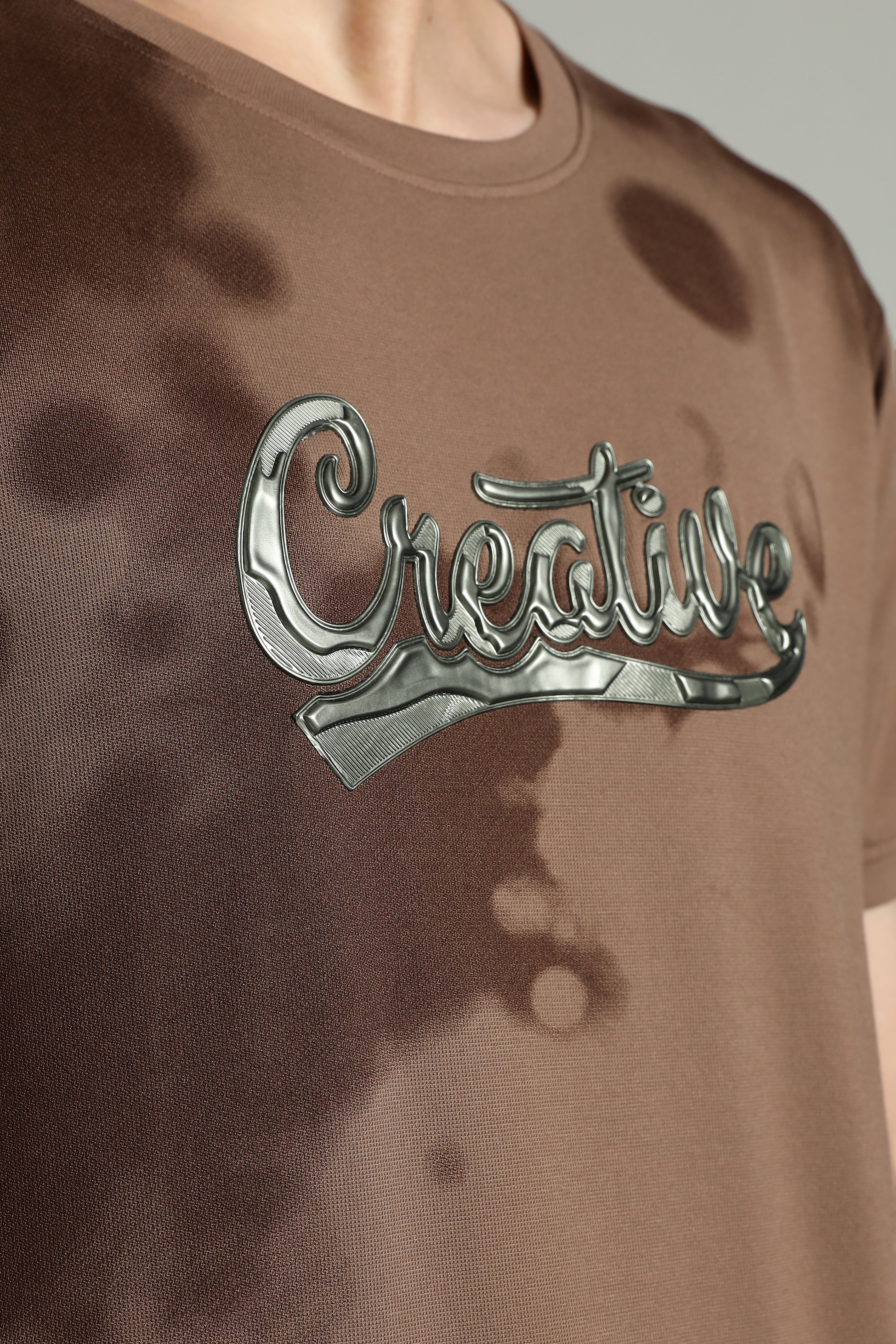 Smoke H/S Creative Metallic Print Partywear T-Shirt for Men